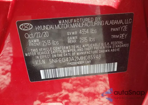 2021 Hyundai Sonata Se z USA, uszkodzony, nr VIN 5NPEG4JA2MH085948